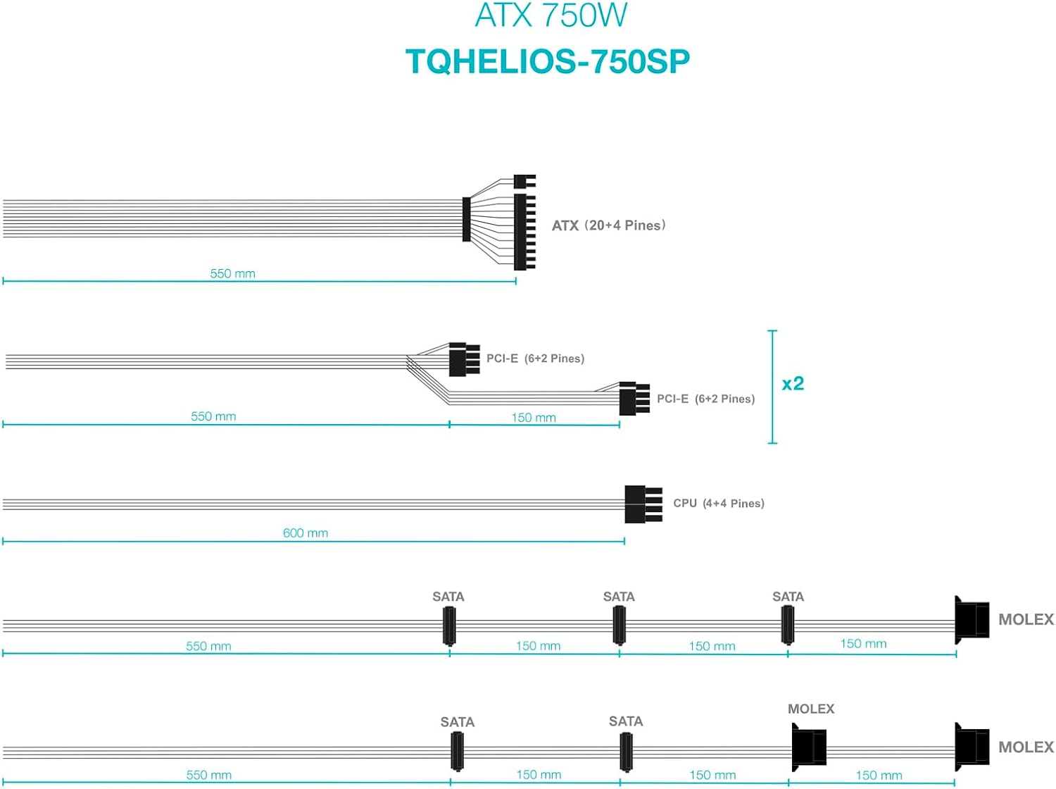 Fonte de Alimentação TooQ TQHELIOS-750SP/ 750W/ Ventilador 12cm/ 80 Plus Bronze - Imagem 5