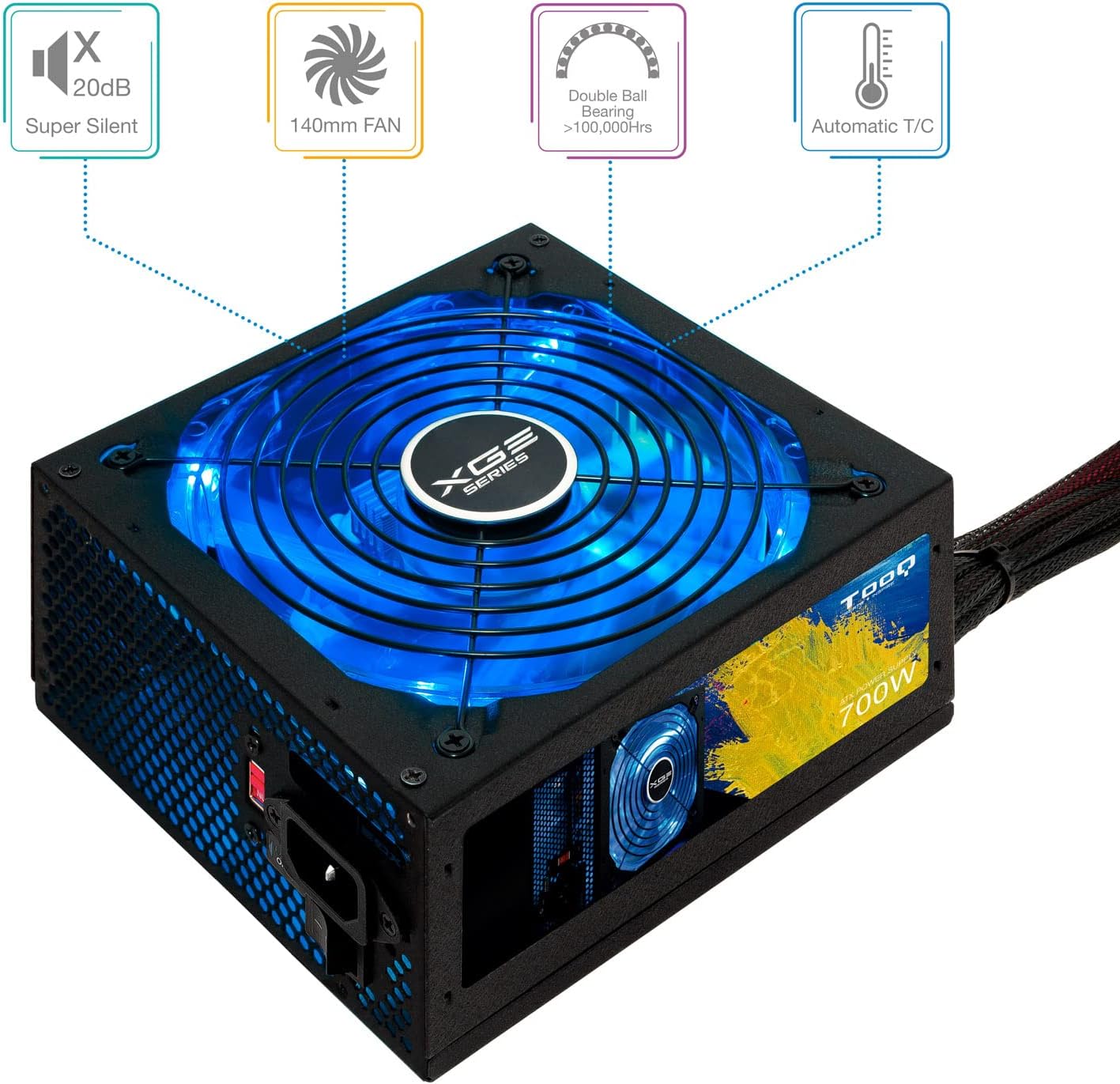 Fonte de Alimentação TooQ TQXGEII-700SAP/ 700W/ Ventoinha de 14cm/ 80 Plus Bronze - Imagem 2