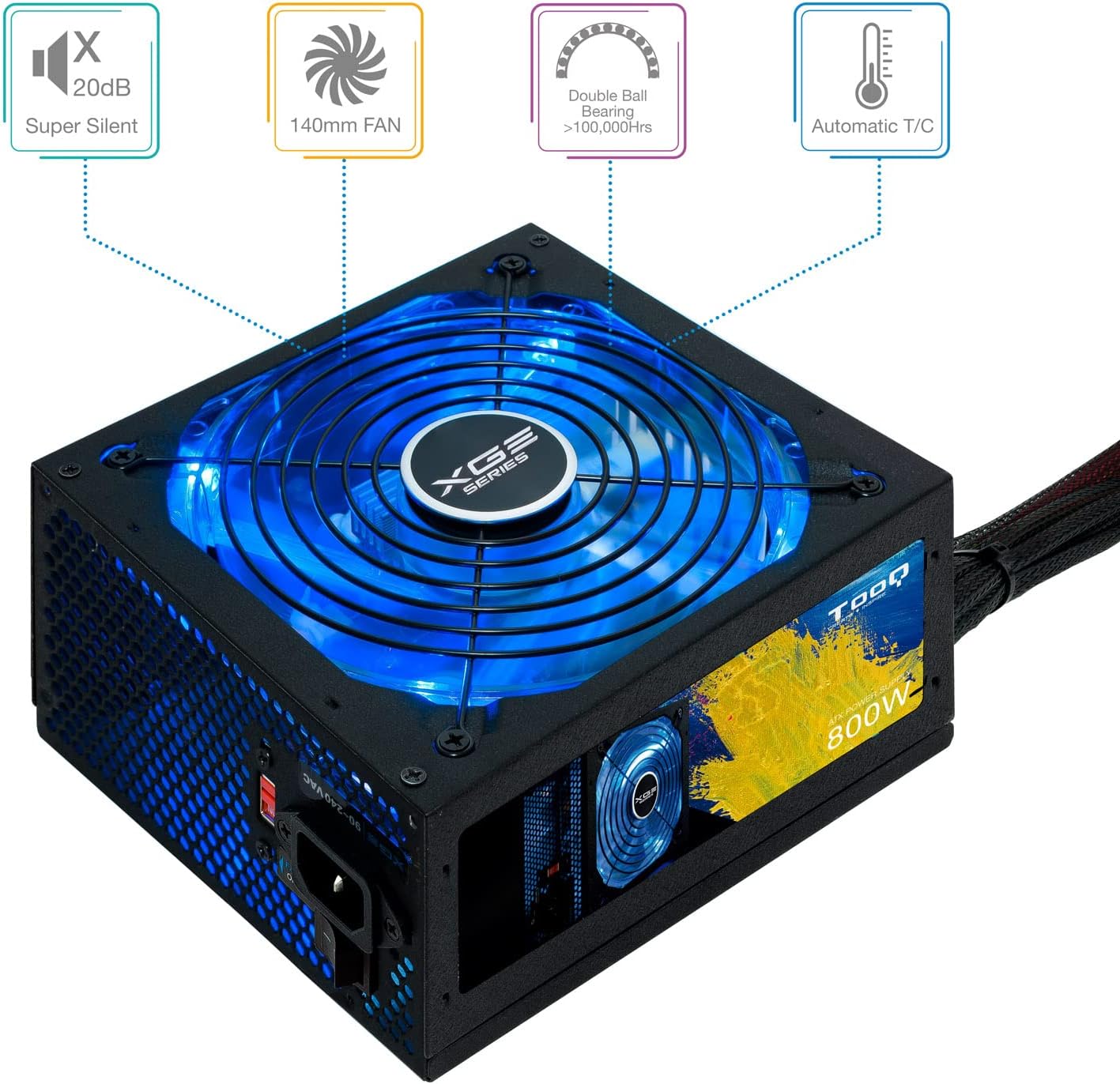 Fonte de Alimentação TooQ TQXGEII-800SAP/ 800W/ Ventoinha 14cm/ 80 Plus Bronze - Imagem 2
