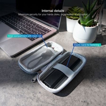 Bolsa para Caixa Externa M.2 TooQ TQBC-M201G Rígida com Organizador de Cabos Cinzento - Imagem 2