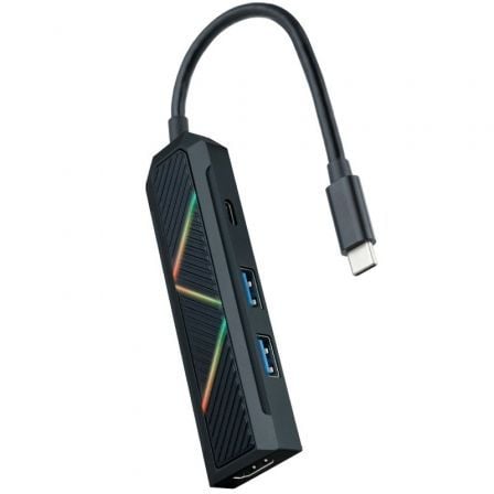Hub USB-C Nanocable 10.16.0401 4 em 1 com HDMI 4K 60Hz 2x USB 3.1 e USB-C PD 100W Preto