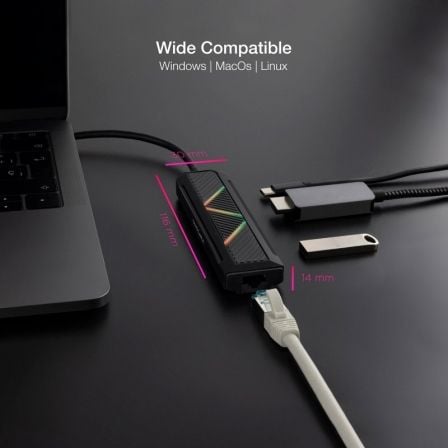 Docking USB Tipo-C Nanocable 10.16.0501/ 2xUSB/ 1xUSB Tipo-C PD/ 1xHDMI/ 1xRJ45/ Preto - Imagem 4