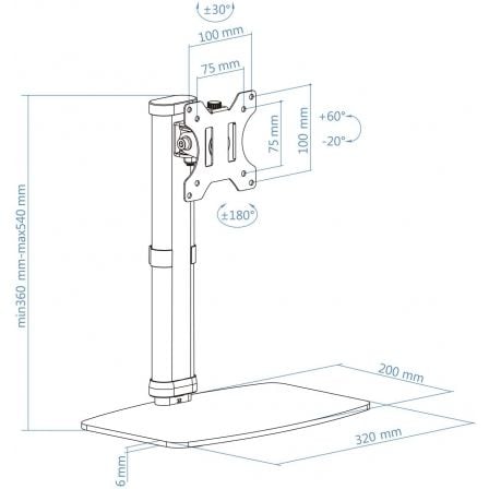 Suporte de Secretária para Monitor TooQ DB1127TN-B/ Giratório/ Inclinável / até 6kg - Imagem 5