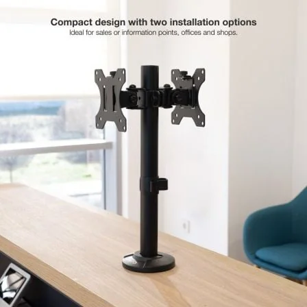 Suporte de Mesa para 2 Monitores TooQ DB1132TN-B 17"-32" VESA 75/100 até 8kg por Braço Inclinável Giratório Preto - Imagem 4