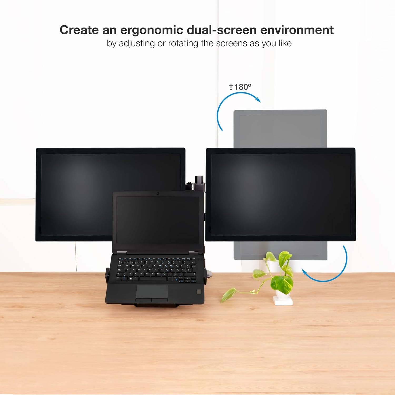 Suporte de Mesa para 2 Monitores e 1 Portátil TooQ DB1202TN-B/ Giratório/ Inclinável/ até 9kg - Imagem 3