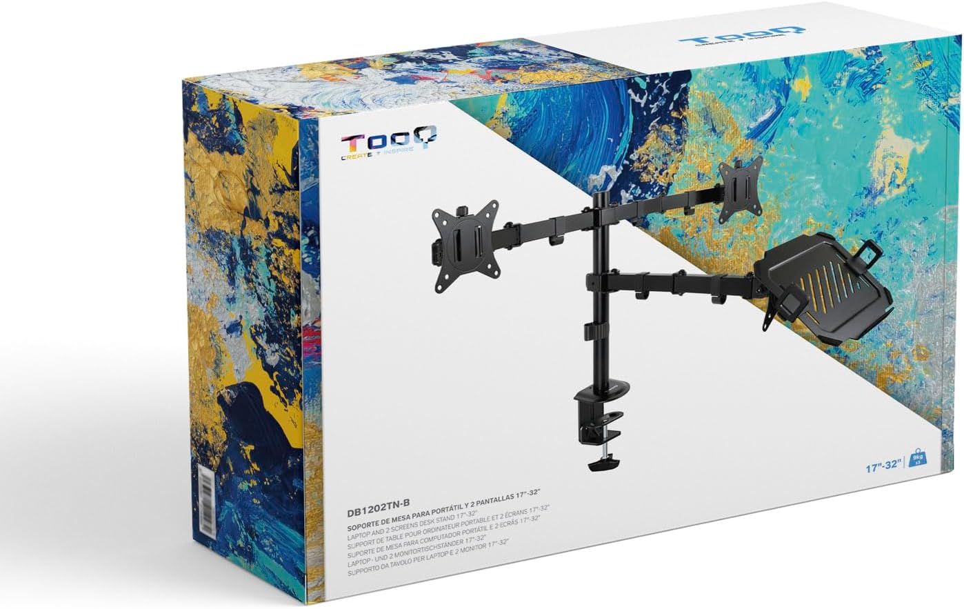 Suporte de Mesa para 2 Monitores e 1 Portátil TooQ DB1202TN-B/ Giratório/ Inclinável/ até 9kg - Imagem 8