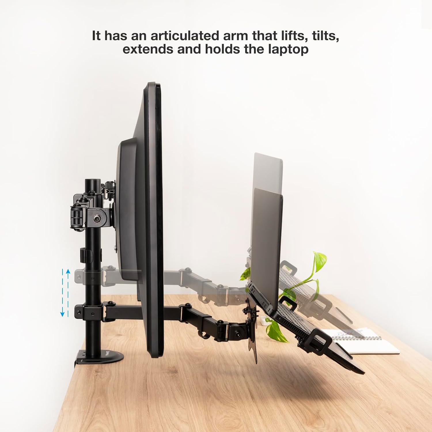 Suporte de Mesa para 2 Monitores e 1 Portátil TooQ DB1202TN-B/ Giratório/ Inclinável/ até 9kg - Imagem 4