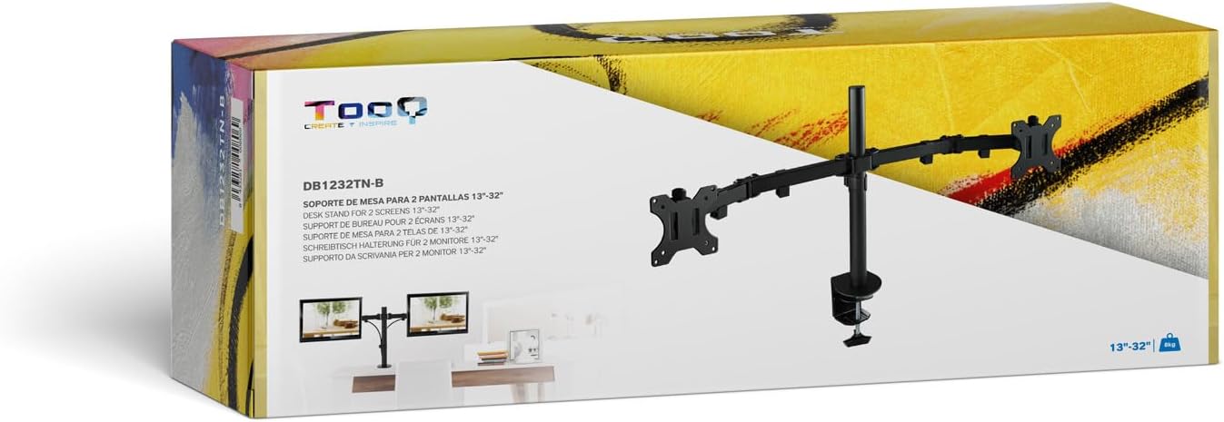 Suporte de Mesa para 2 Monitores TooQ DB1232TN-B/ Giratório/ Inclinável/ até 8kg - Imagem 13