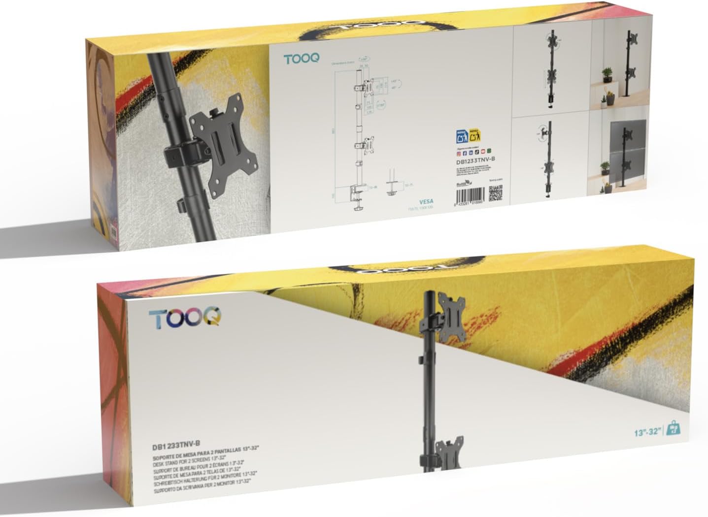 Apoio de Mesa para 2 Monitores TooQ DB1233TNV-B/ Giratório/ Inclinável/ até 8kg - Imagem 7