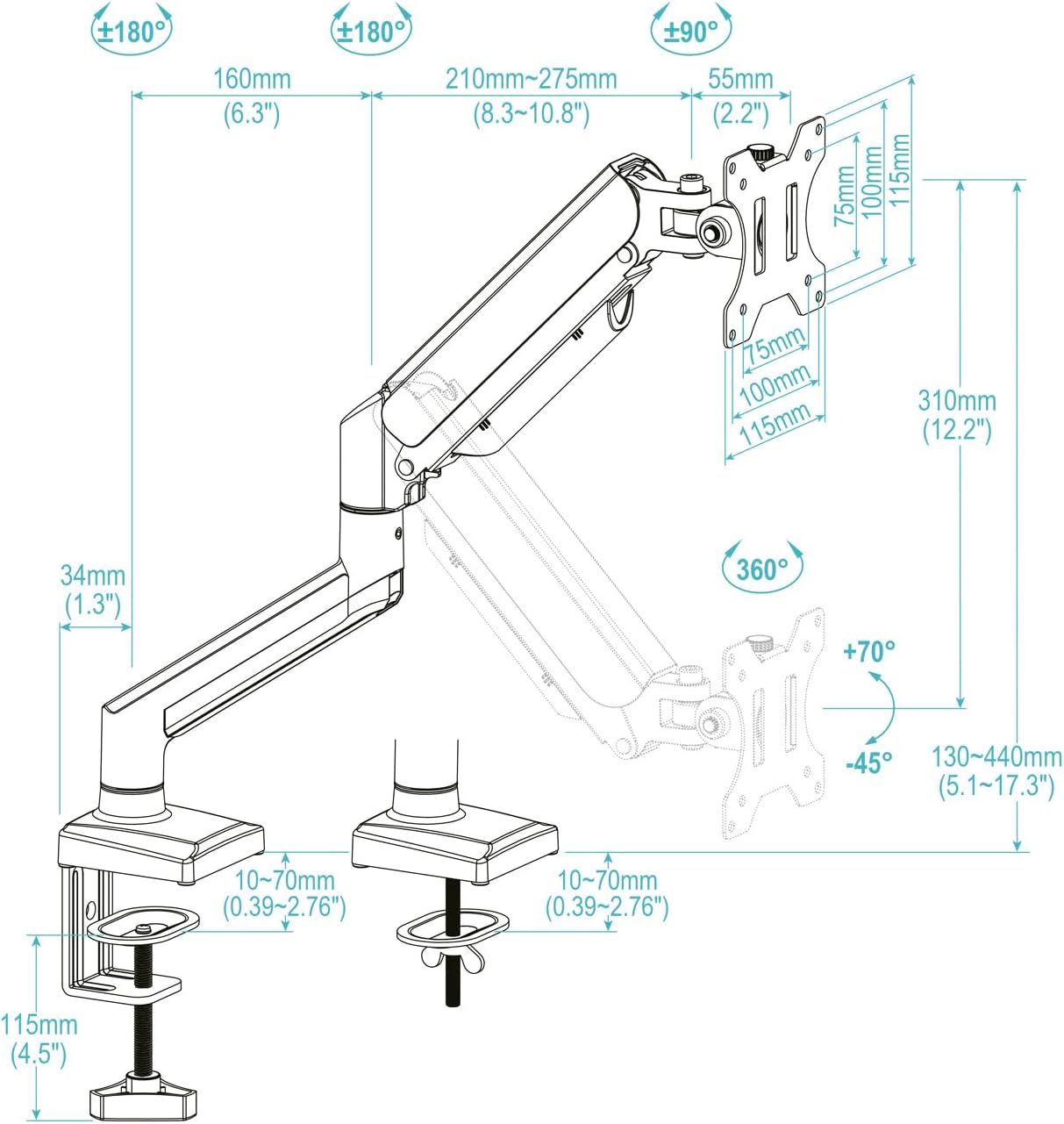 Suporte de Mesa para Monitor TooQ DB1334TNR-B/ até 10kg - Imagem 7