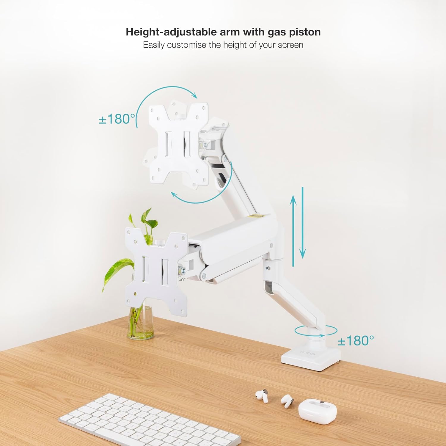 Suporte de Mesa para Monitor TooQ DB1334TNR-W Giratório e Inclinável até 10kg Branco - Imagem 4