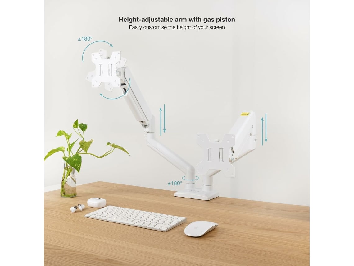 Apoio de Mesa para 2 Monitores TooQ DB1434TNR-W/ Rotativo/ Inclinável/ até 10kg - Imagem 3
