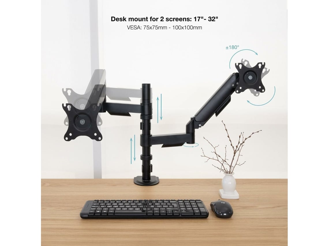 Suporte de Secretária para 2 Monitores TooQ DB1533TNR-B/ Rotativo/ Inclinável/ até 9kg - Imagem 6