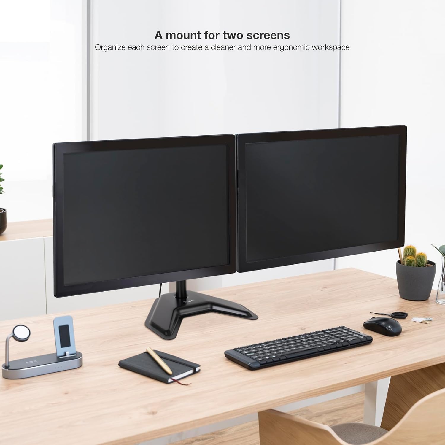 Suporte de secretária para 2 Monitores TooQ DB1702TN-B/ Giratório/ Inclinável/ até 9kg - Imagem 5