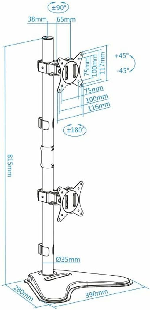 Suporte de Mesa para 2 Monitores TooQ DB1703TNV-B/ Rotativo/ Inclinável/ até 9 kg - Imagem 5