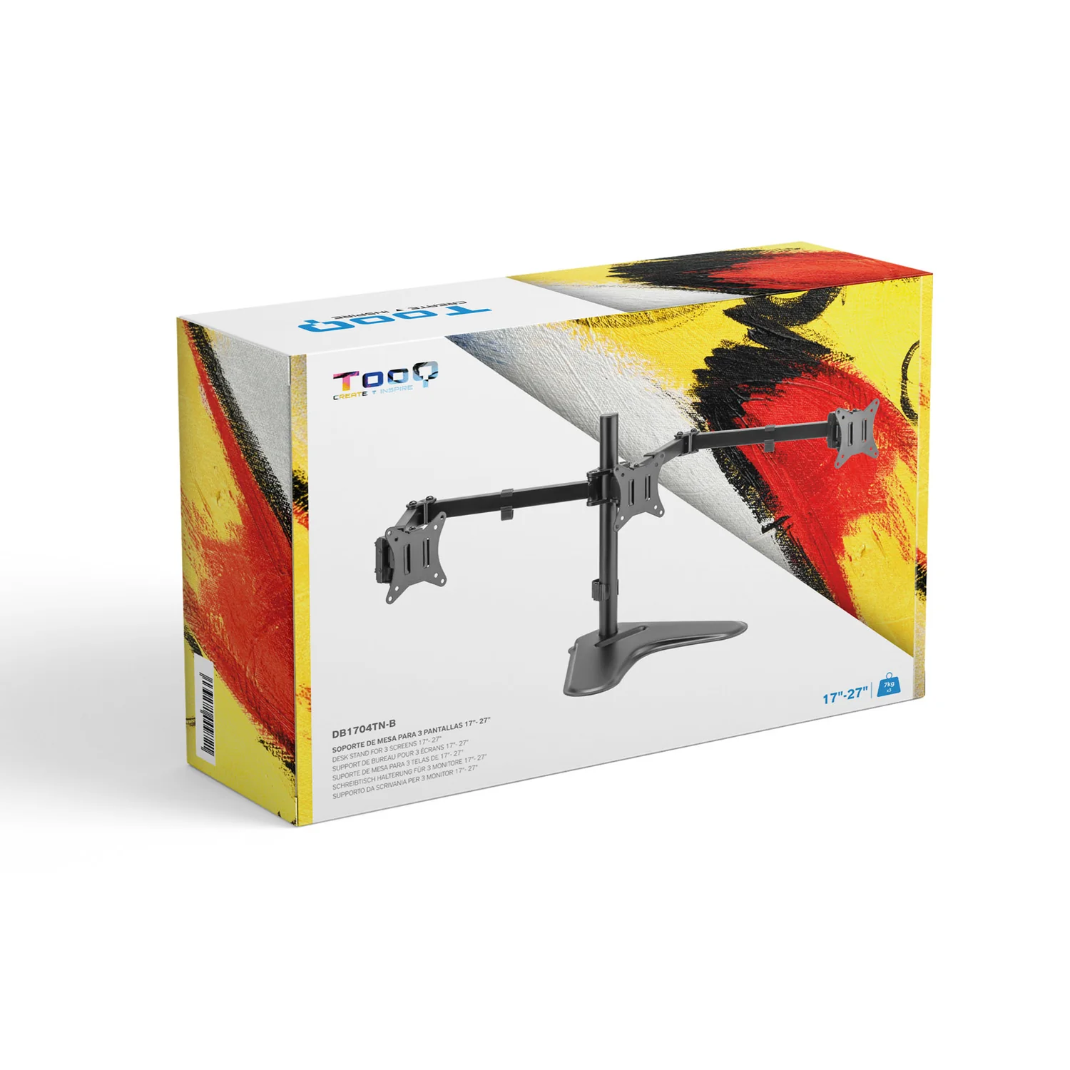 Suporte de Secretária para 3 Monitores TOOQ DB1704TN-B 17"-27" VESA 7kg por Braço Preto - Imagem 7