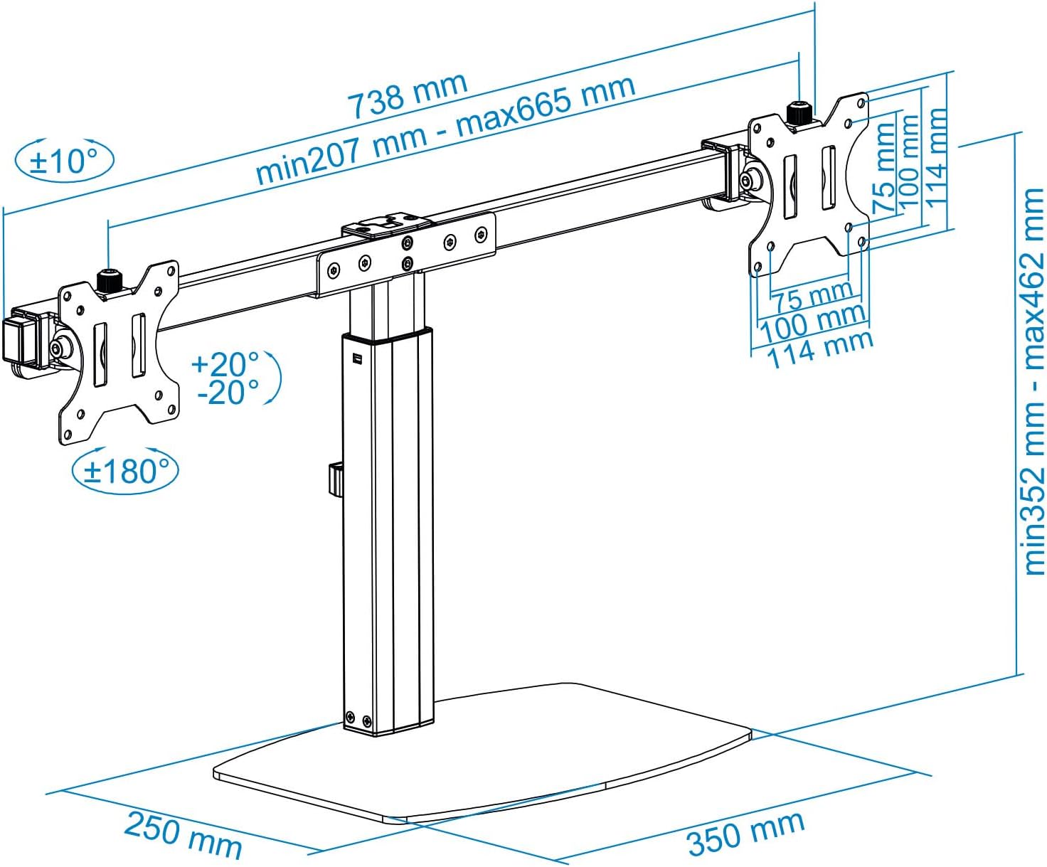 Suporte de Secretária para 2 Monitores TooQ DB1727TN-B/ Rotativo/ Inclinável/ até 6kg - Imagem 13