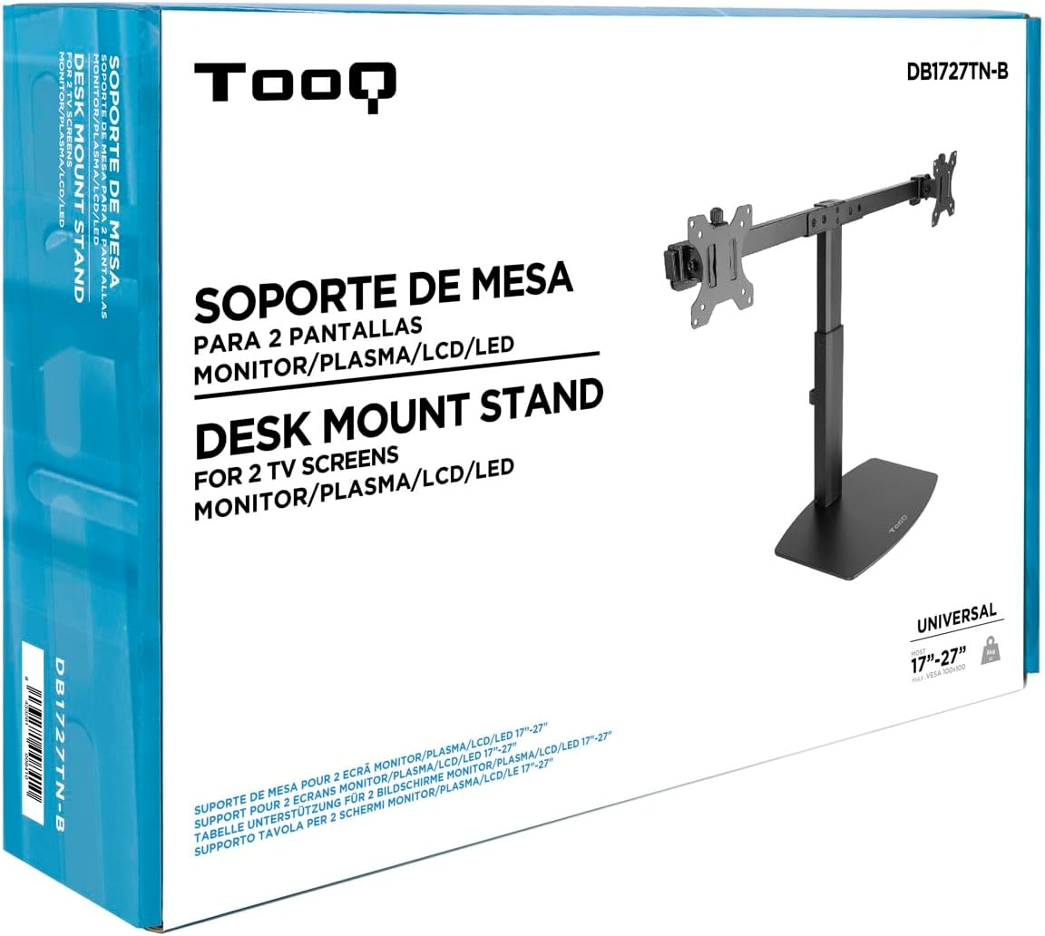 Suporte de Secretária para 2 Monitores TooQ DB1727TN-B/ Rotativo/ Inclinável/ até 6kg - Imagem 11
