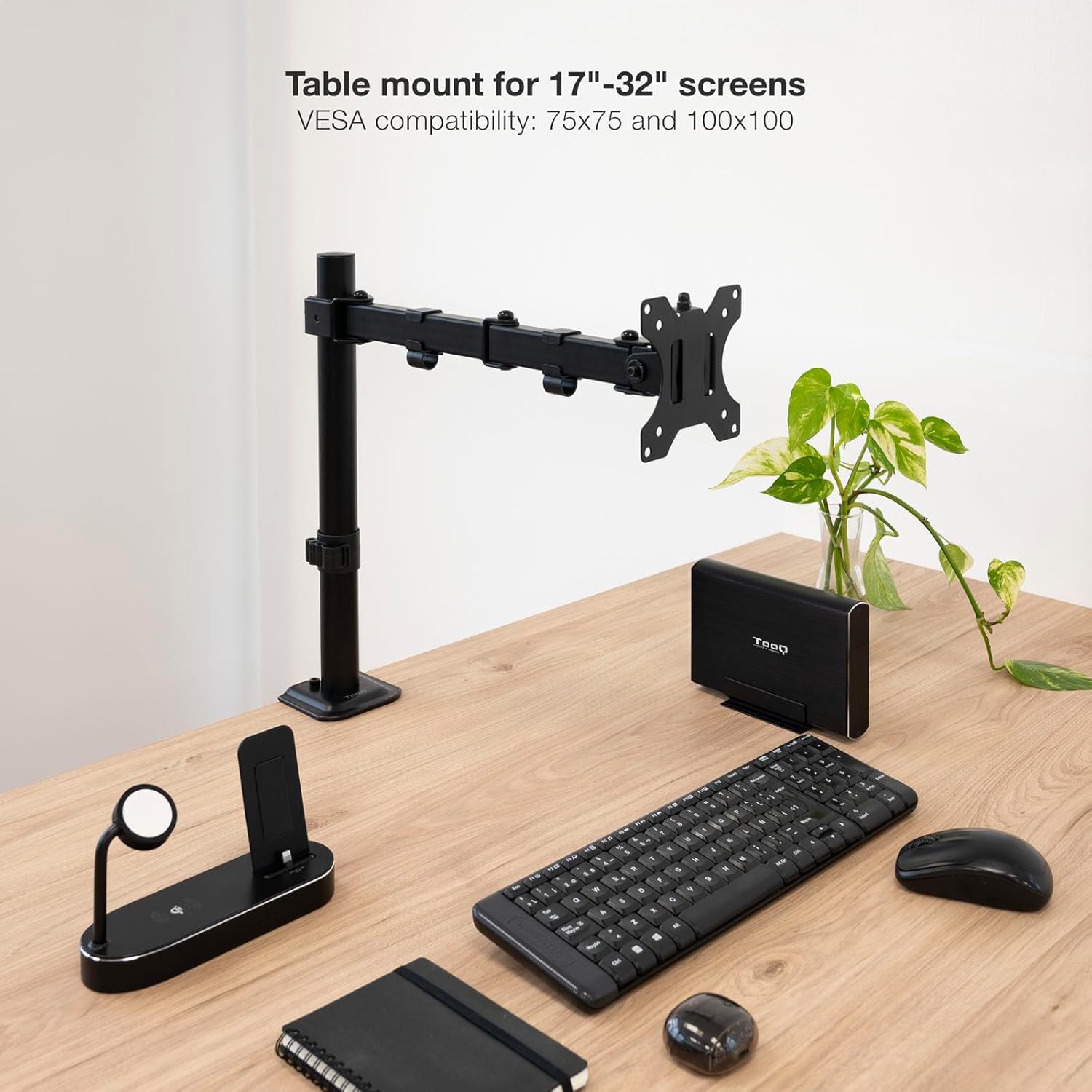 Apoio de Mesa para Monitor TooQ DB1801TN-B/ Giratório/ Inclinável/ até 8kg - Imagem 2