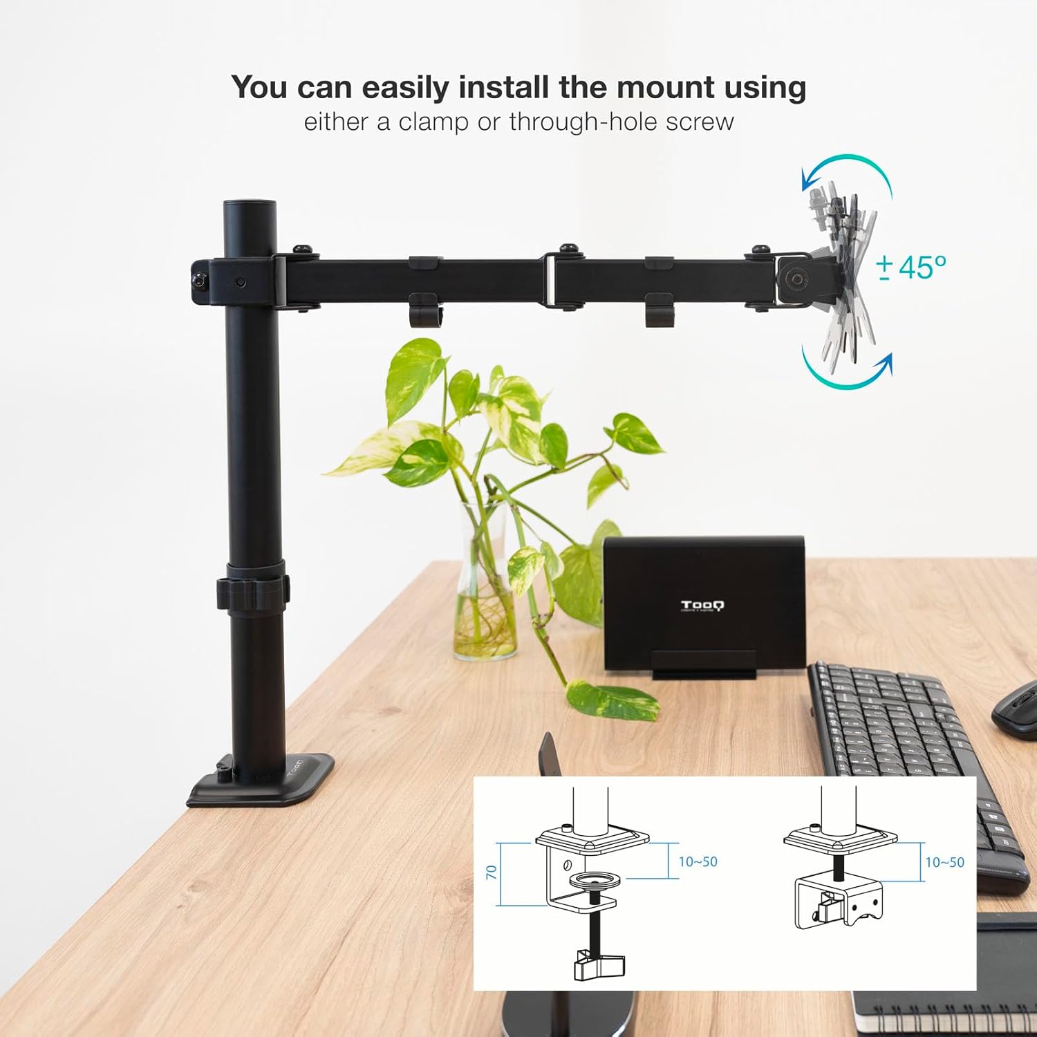 Apoio de Mesa para Monitor TooQ DB1801TN-B/ Giratório/ Inclinável/ até 8kg - Imagem 4