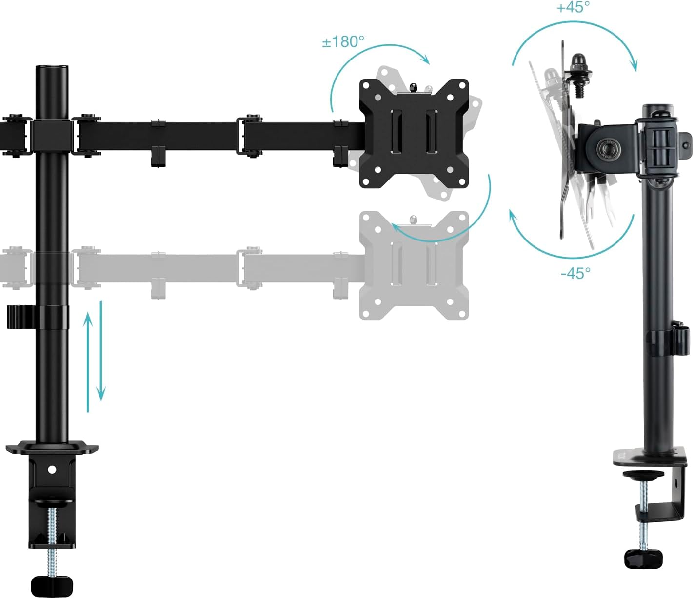 Suporte de Mesa para 2 Monitores TooQ DB1802TN-B/ Giratório/ Inclinável/ até 8kg - Imagem 2