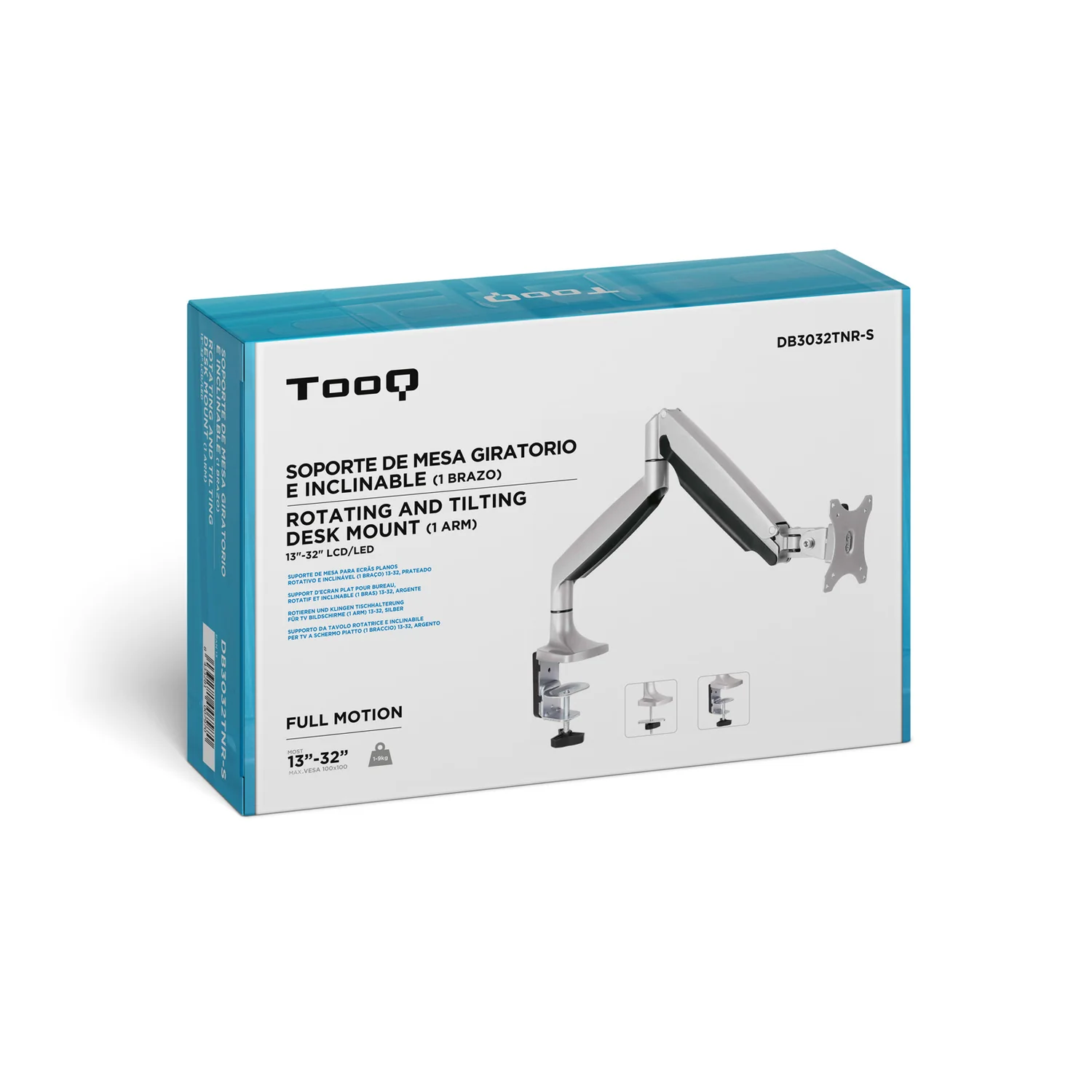 Suporte de Mesa para Monitor TOOQ DB3032TNR-S 13"-32" até 9kg Pistão a Gás VESA 75/100 Prateado - Imagem 10