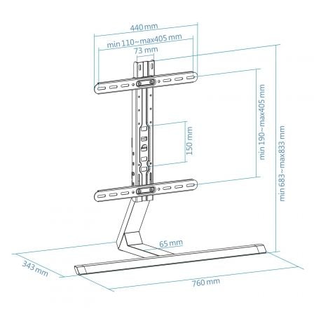 Suporte de Mesa TooQ DB3265F-B para Monitor/TV 32"-65" até 40kg VESA 400x400 Preto - Imagem 5