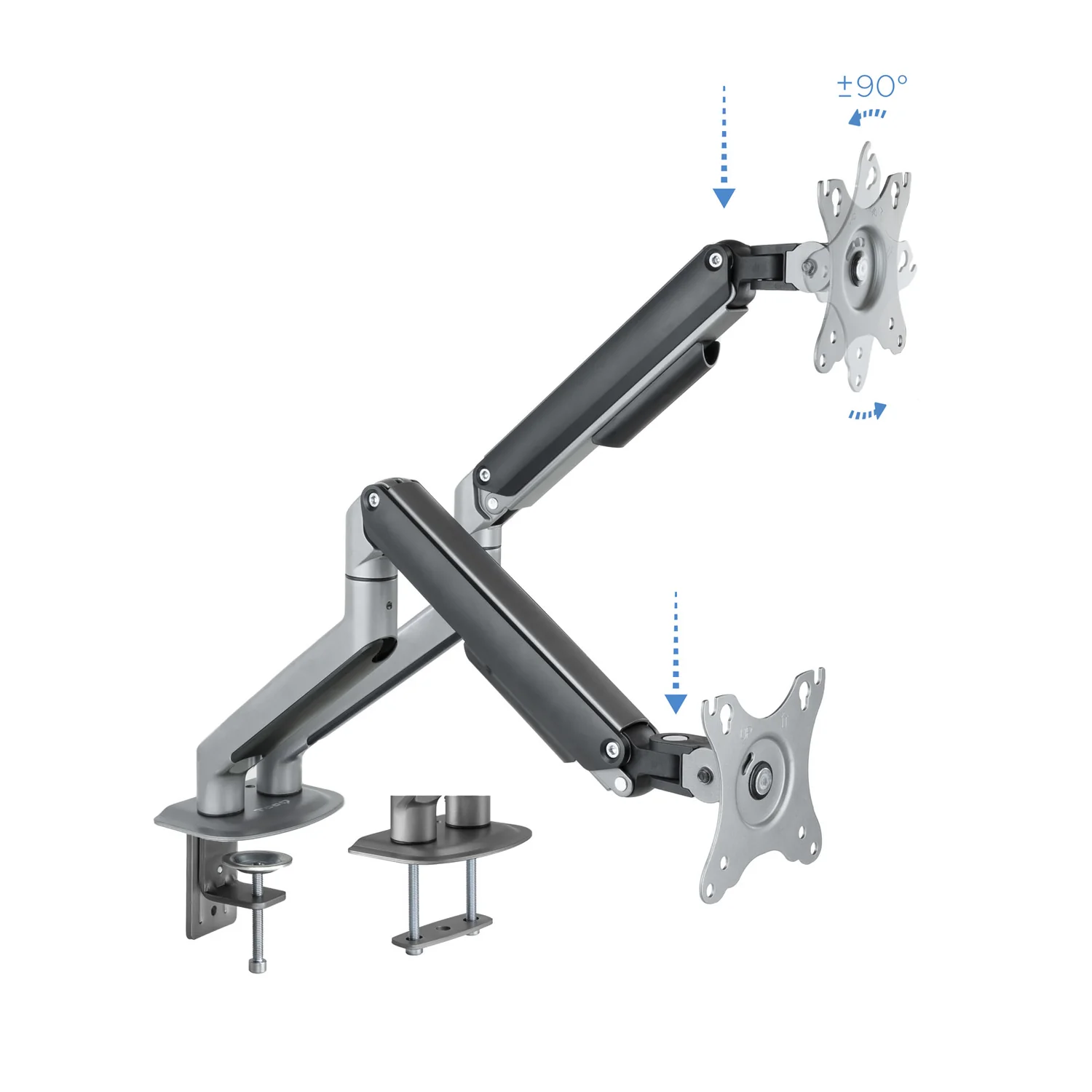 Suporte de Mesa TooQ DB4132TNR-G para 2 Monitores 17"-32" VESA até 9kg/Braço Cinzento e Preto - Imagem 2