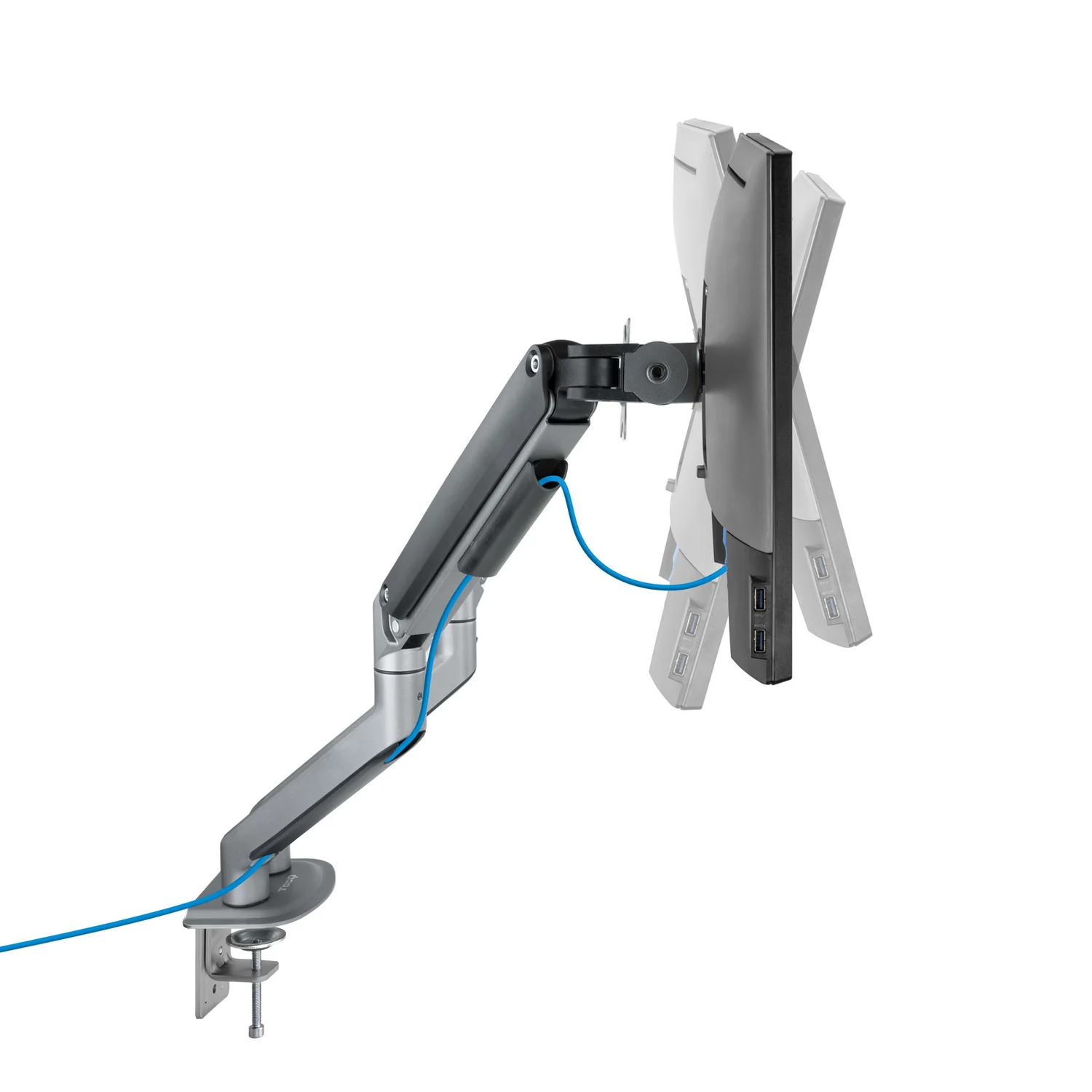 Suporte de Mesa TooQ DB4132TNR-G para 2 Monitores 17"-32" VESA até 9kg/Braço Cinzento e Preto - Imagem 3