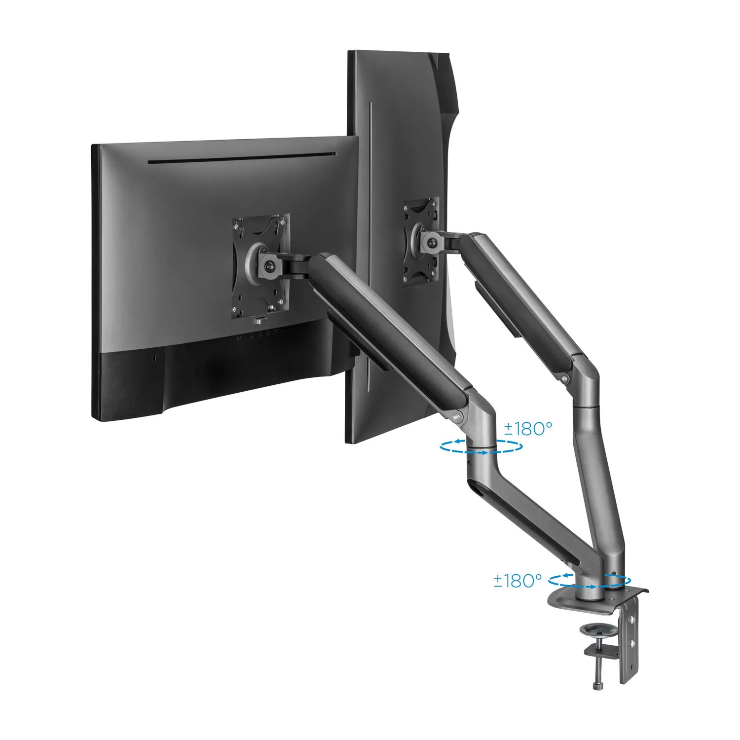 Suporte de Mesa TooQ DB4132TNR-G para 2 Monitores 17"-32" VESA até 9kg/Braço Cinzento e Preto - Imagem 4
