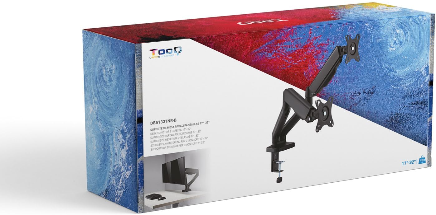 Suporte de Mesa para 2 Monitores TooQ DB5132TNR-B/ Giratório/ Inclinável/ até 9kg - Imagem 8