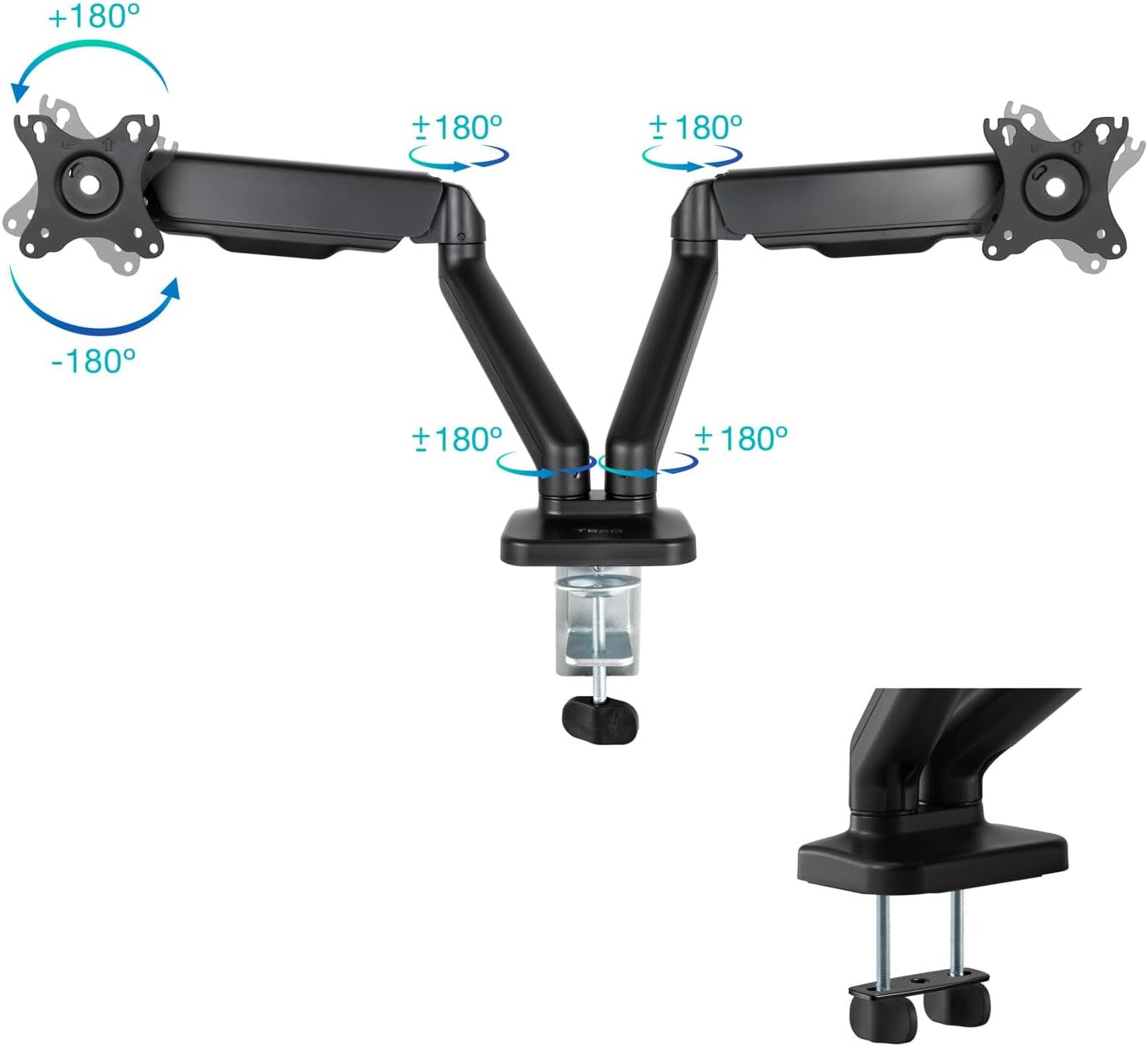 Suporte de Mesa para 2 Monitores TooQ DB5132TNR-B/ Giratório/ Inclinável/ até 9kg - Imagem 3