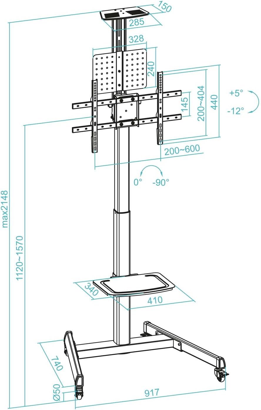 Suporte de Chão Inclinável com Rodas TooQ FS1184M-B para TV de 35-70"/ até 70kg - Imagem 8