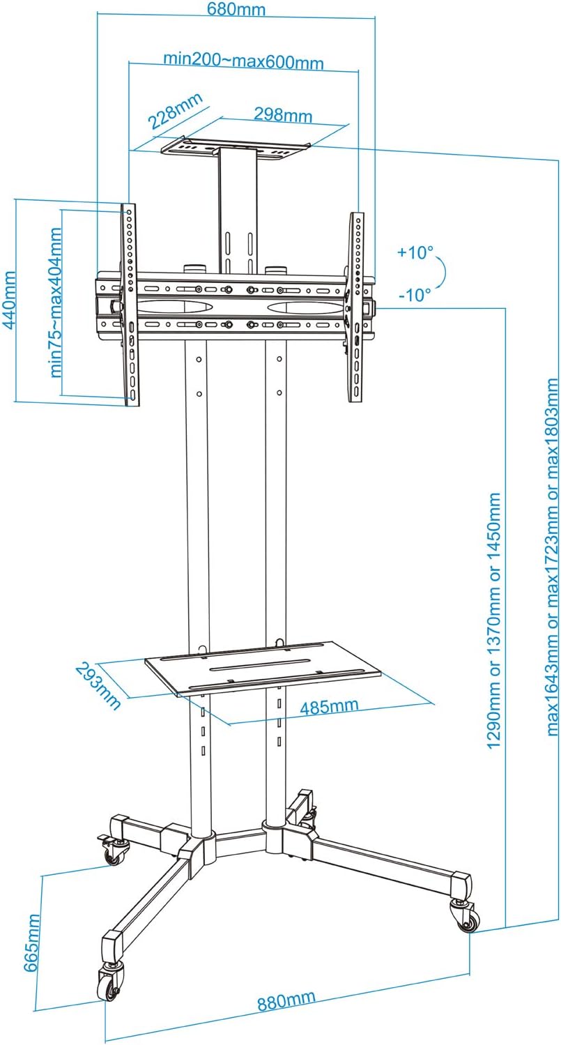 Suporte de Chão Inclinável/ Ajustável TooQ FS1470M-B para TV de 37-70"/ até 50kg - Imagem 14