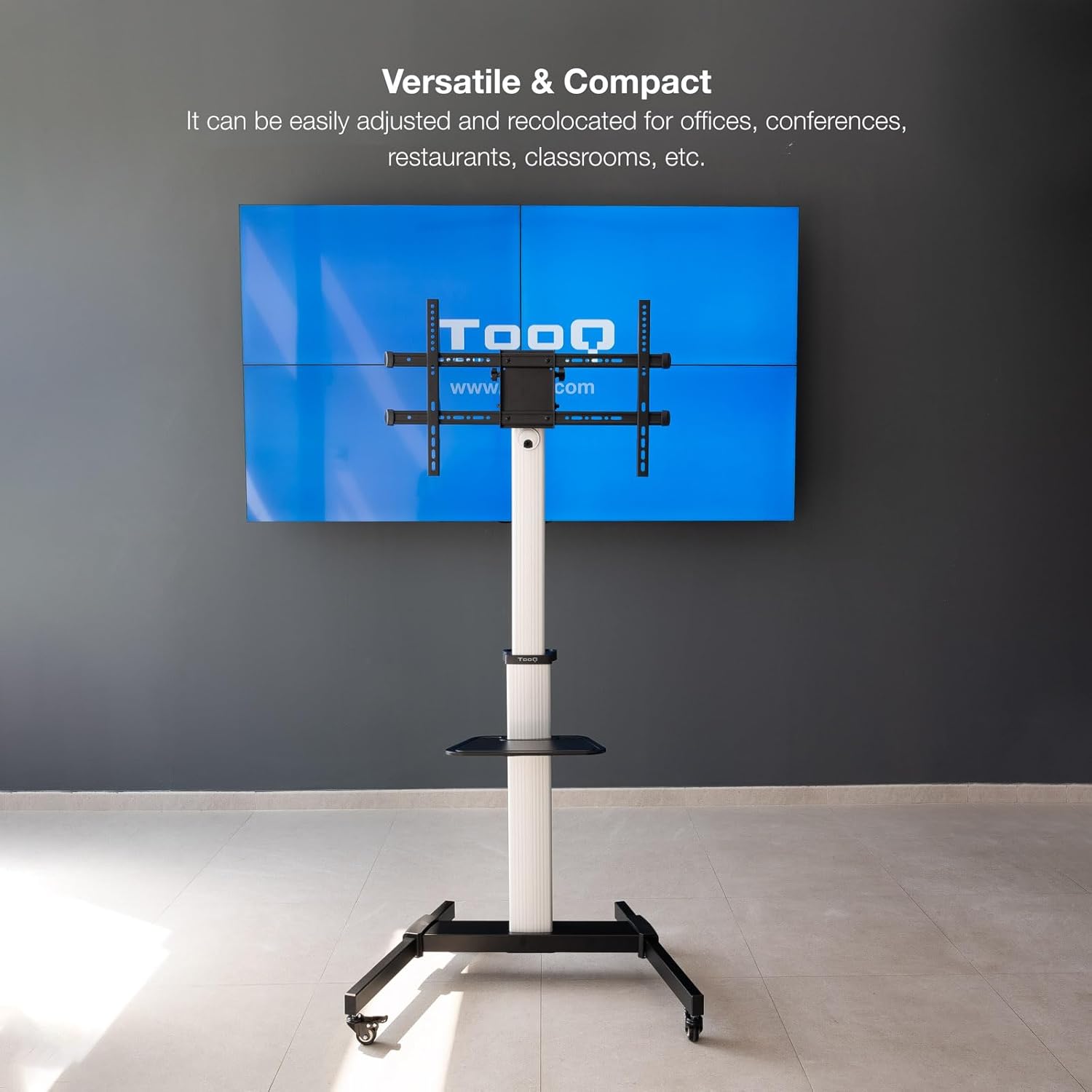 Suporte de Chão Inclinável/ Ajustável com Rodas TooQ FS1886M-B para TV de 37-86"/ até 50kg - Imagem 6