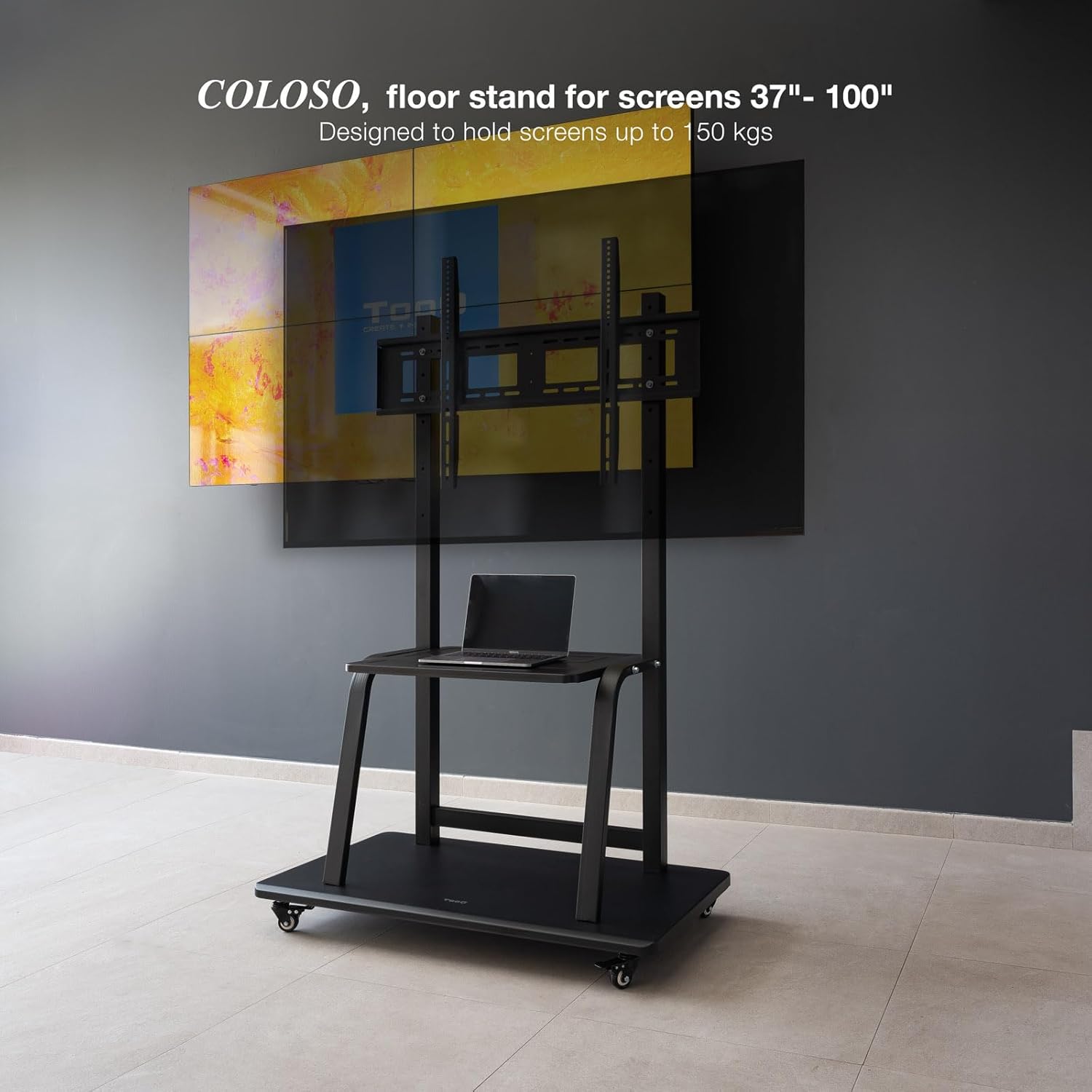 Suporte de Chão Ajustável com Rodas TooQ FS20101M-B para TV de 37-100" / até 150kg - Imagem 5
