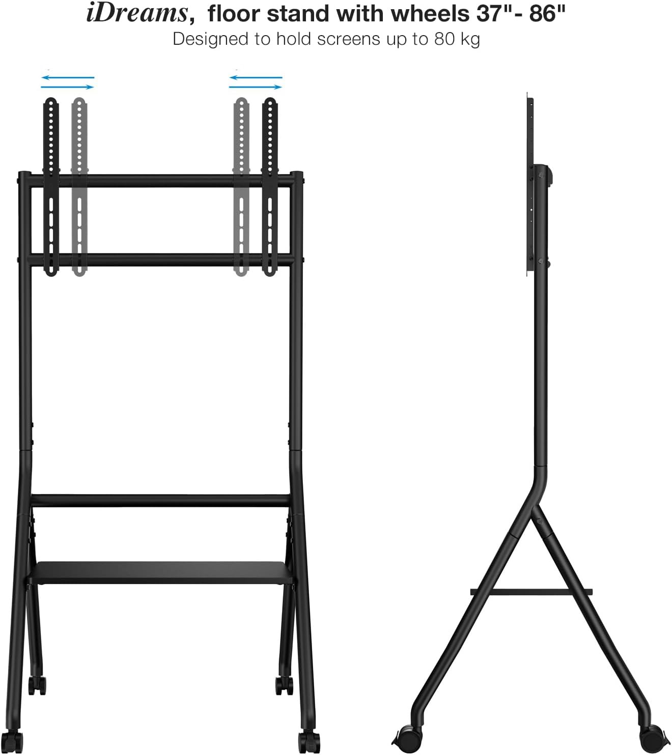 Suporte de Chão com Rodas Nivelável TooQ iDREAMS FS20206M-B para TV de 37-86"/ até 80kg - Imagem 2