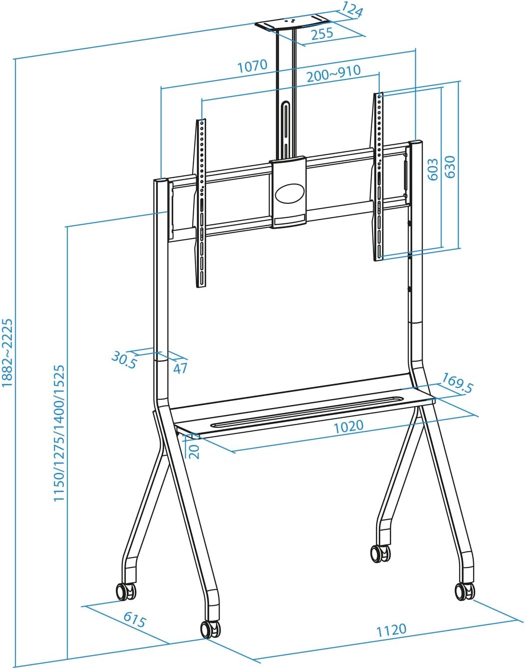 Suporte de Chão com Rodas TooQ FS20208M-B para TV de 55-100"/ até 120kg - Imagem 9