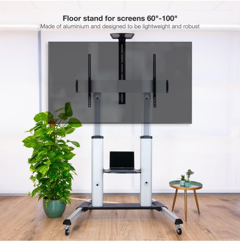 Suporte de Chão Inclinável/ Ajustável com Rodas TooQ FS20300M-B para TV de 60-100"/ até 100kg - Imagem 5