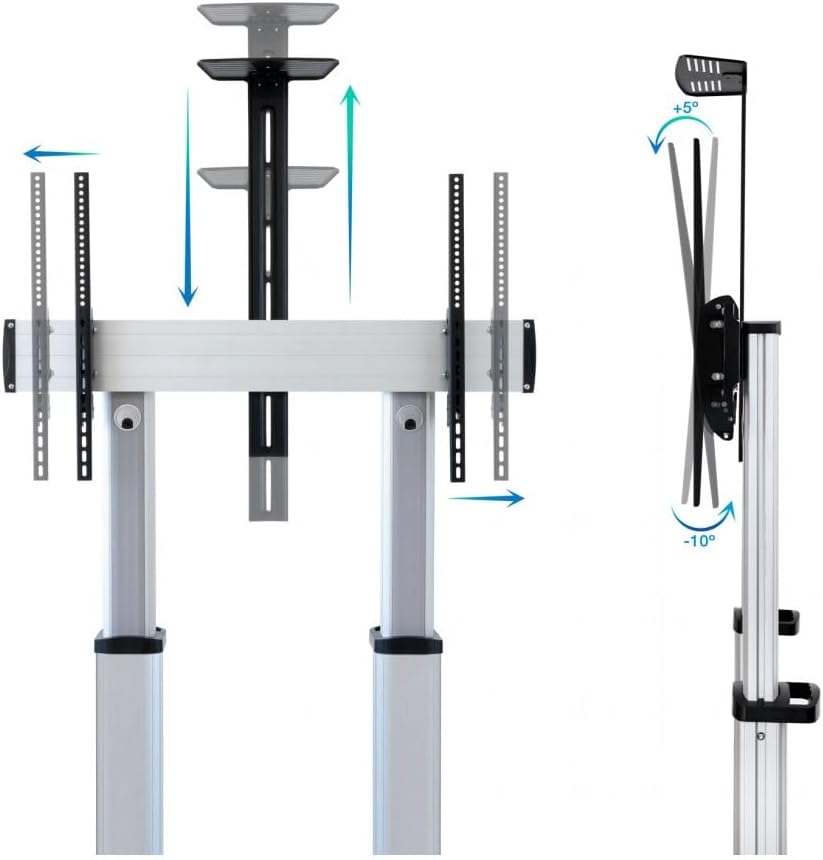 Suporte de Chão Inclinável/ Ajustável com Rodas TooQ FS20300M-B para TV de 60-100"/ até 100kg - Imagem 2