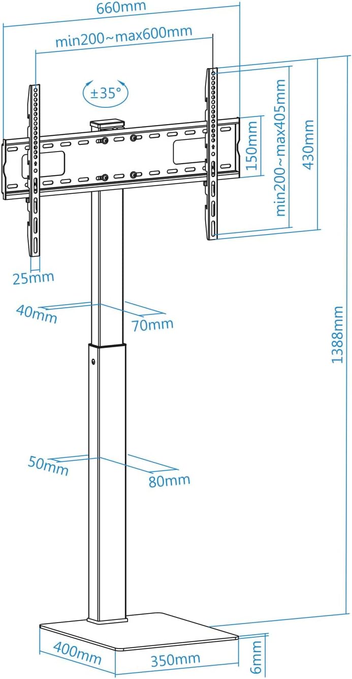 Suporte de Chão TooQ FS2285M-B para TV de 37-70"/ até 40kg - Imagem 8