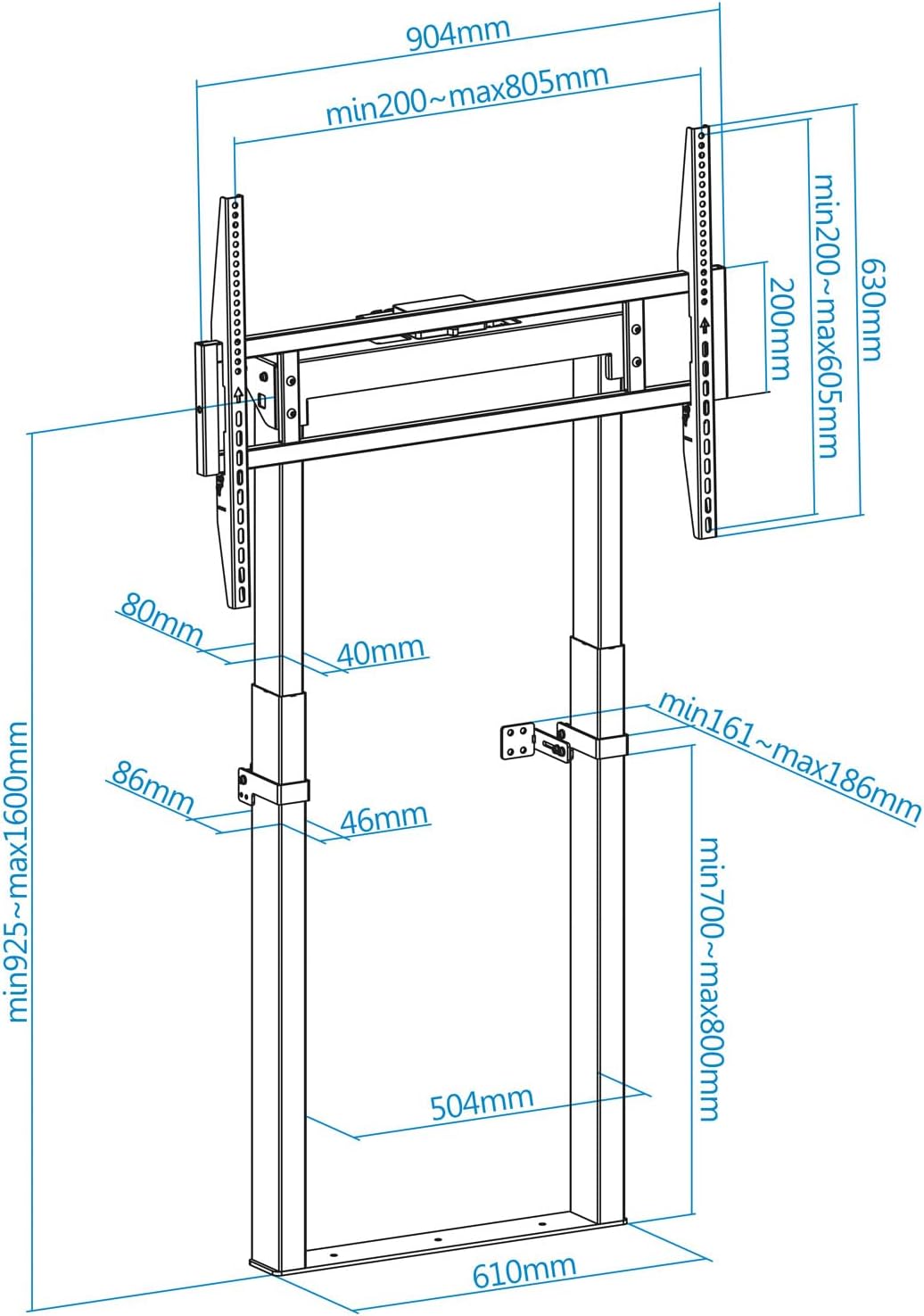 Suporte de Chão/ Parede Elétrico TooQ FSM01-B para TV 55-100" / até 120kg - Imagem 7