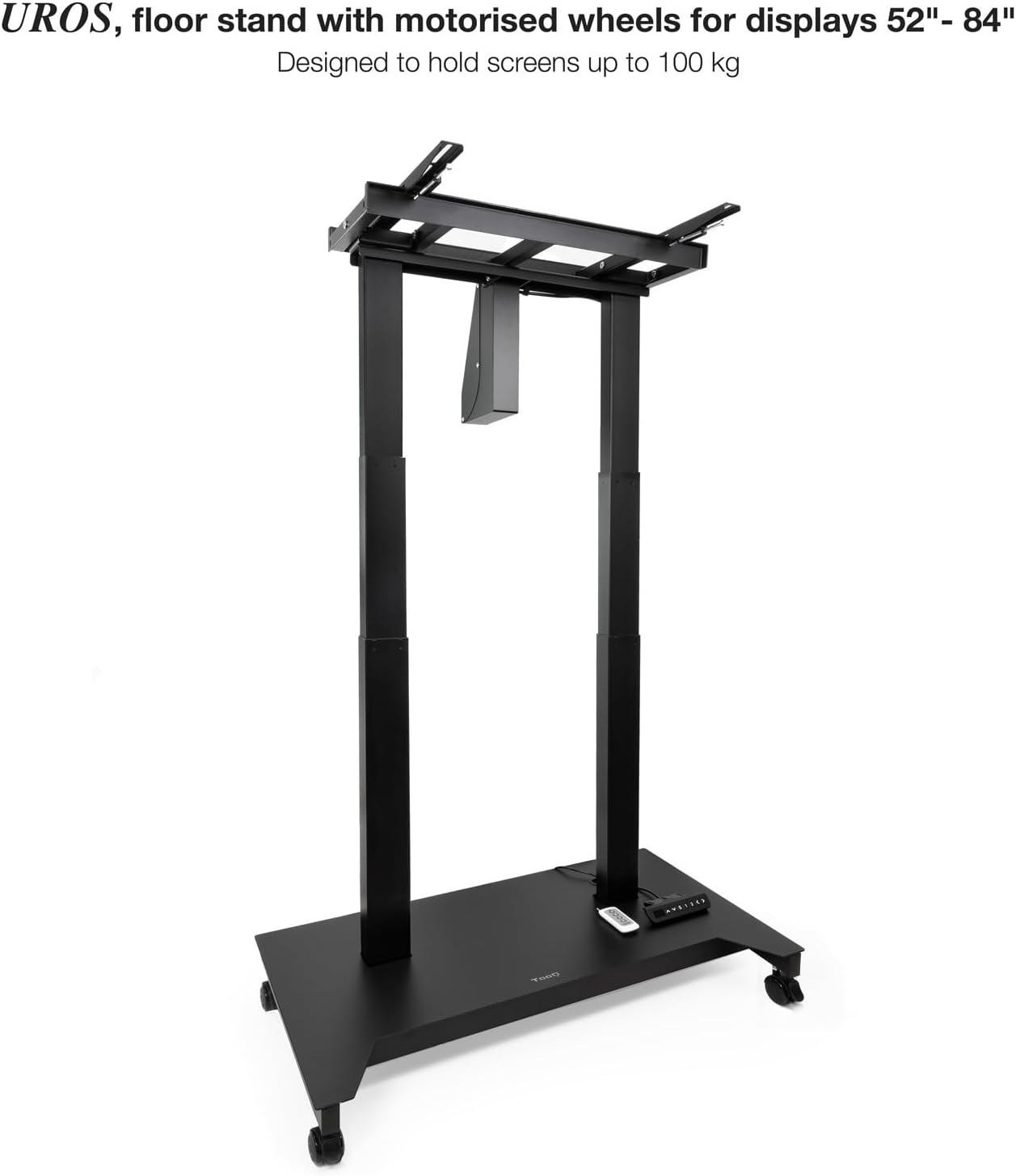 Suporte de Chão Elétrico TooQ UROS FSM03-B para TV 52"-84" até 100kg Inclinável com Rodas Preto - Imagem 2