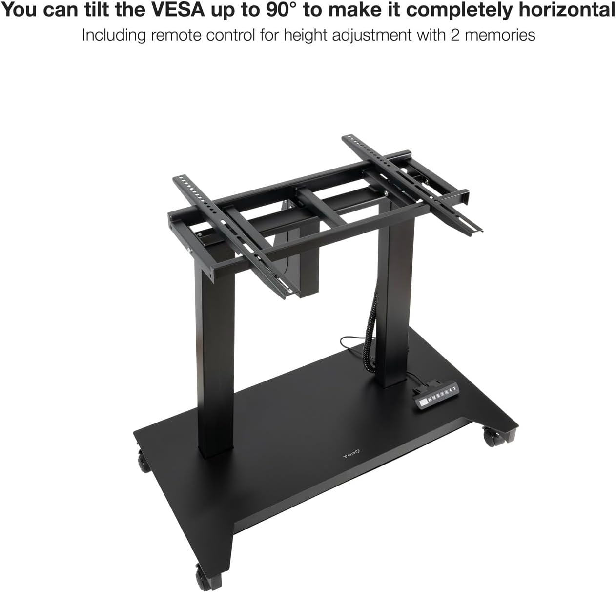 Suporte de Chão Elétrico TooQ UROS FSM03-B para TV 52"-84" até 100kg Inclinável com Rodas Preto - Imagem 4