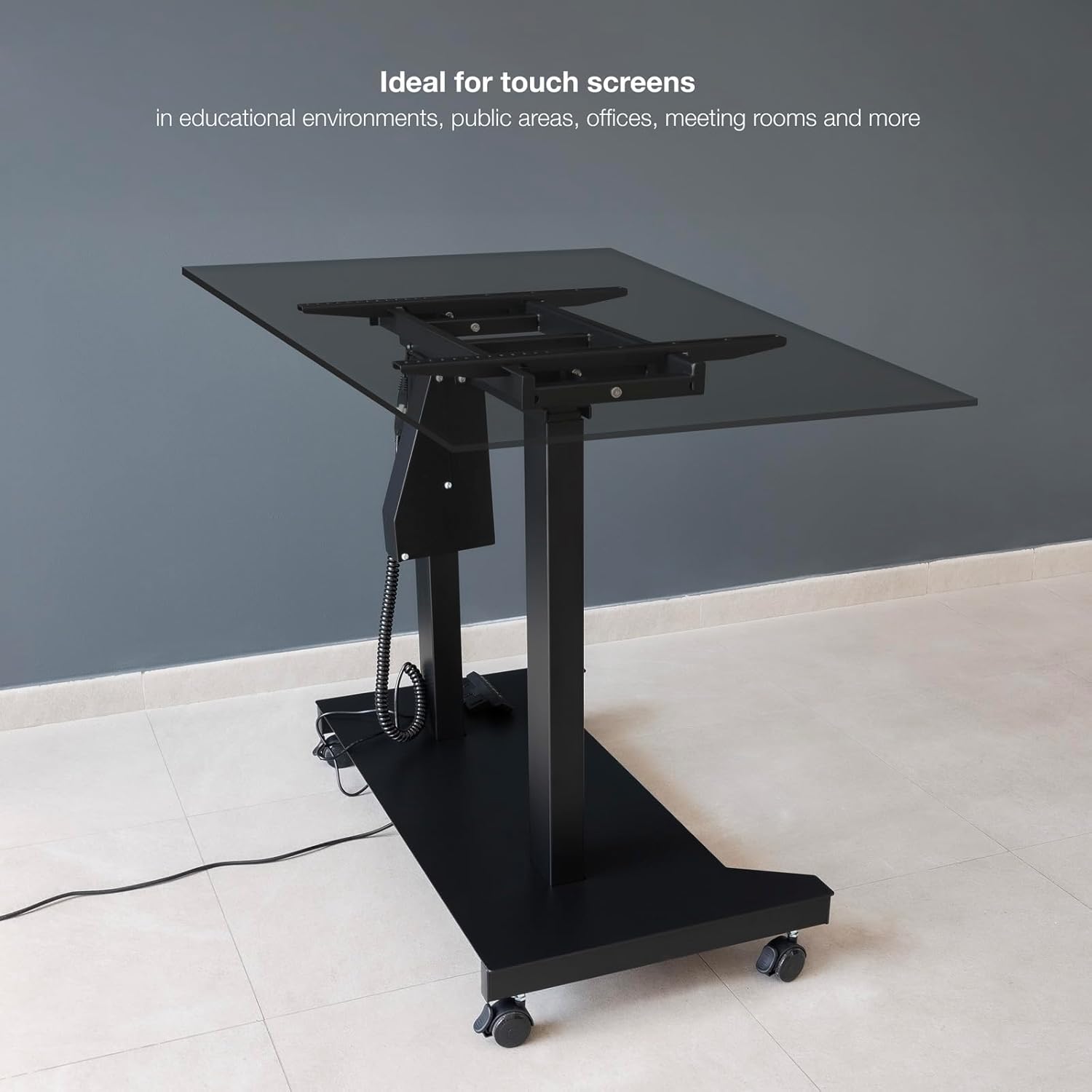 Suporte de Chão Elétrico TooQ UROS FSM03-B para TV 52"-84" até 100kg Inclinável com Rodas Preto - Imagem 5