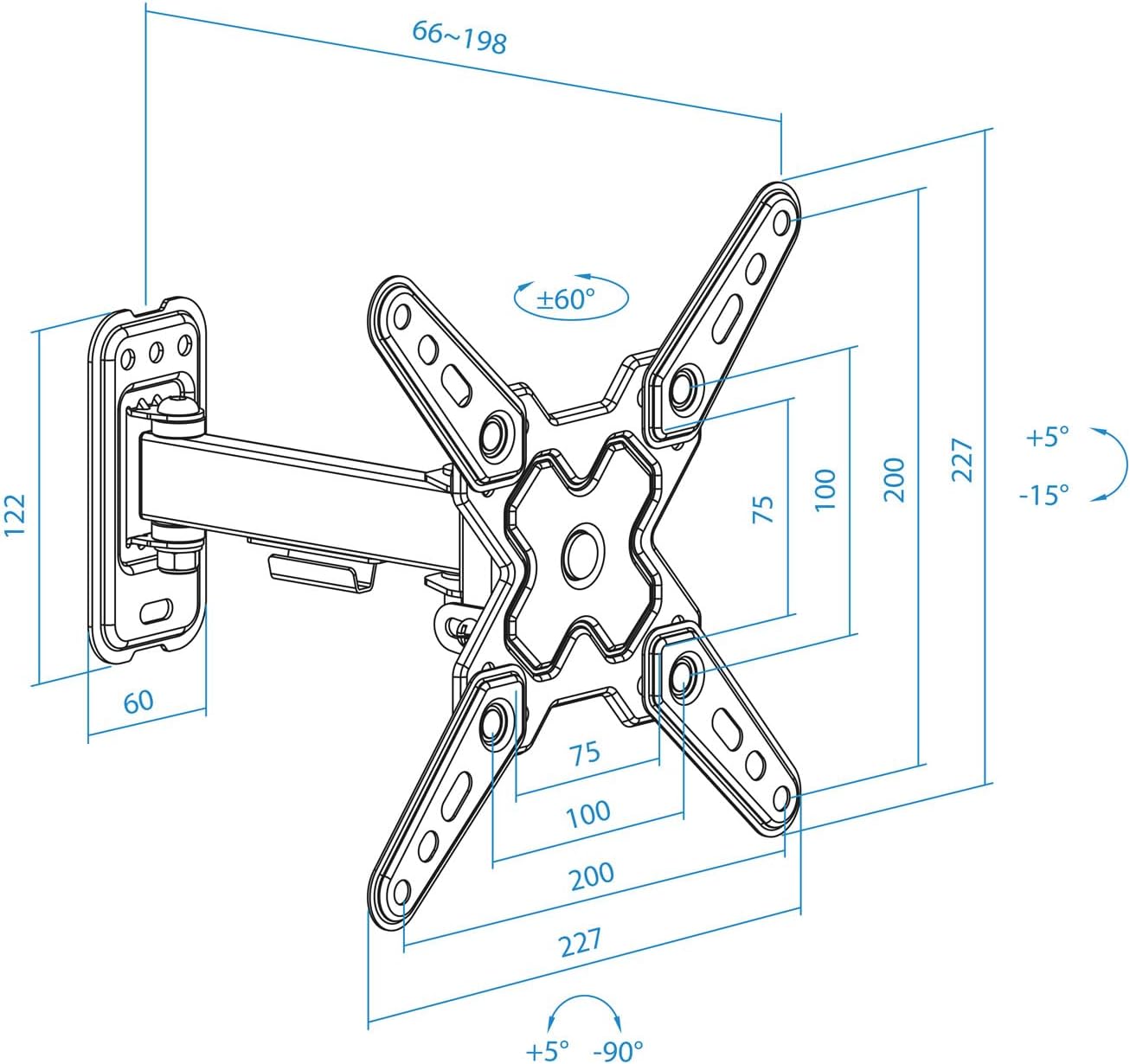 Suporte de Parede Extensível/ Giratório/ Inclinável TooQ LP1343TN-B para TV de 13-43"/ até 20kg - Imagem 8