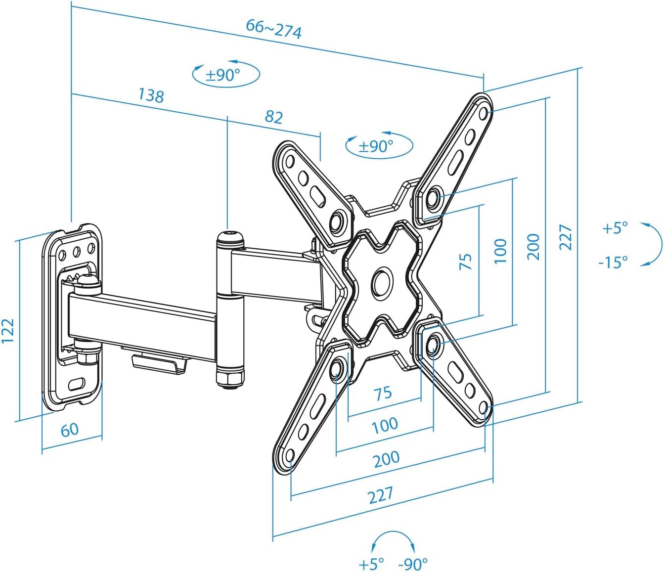 Suporte de Parede Extensível/ Rotativo/ Inclinável TooQ LP1344TN-B para TV de 13-43"/ até 20kg - Imagem 8