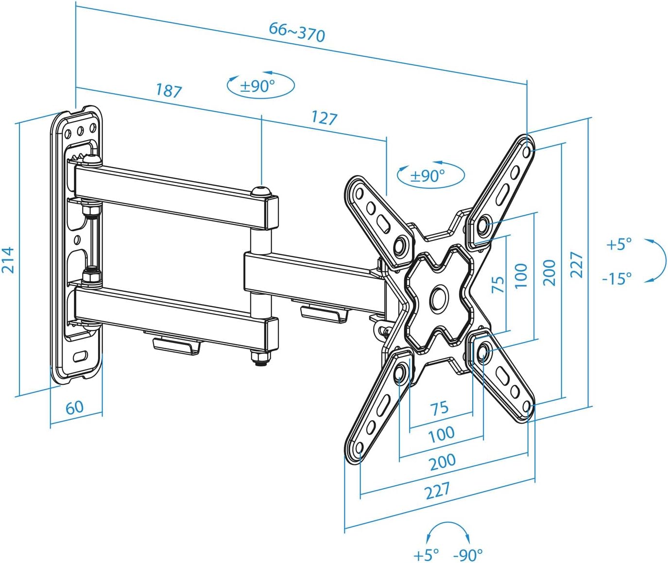 Suporte de Parede Extensível/ Giratório/ Inclinável TooQ LP1345TN-B para TV de 13-43"/ até 20kg - Imagem 8