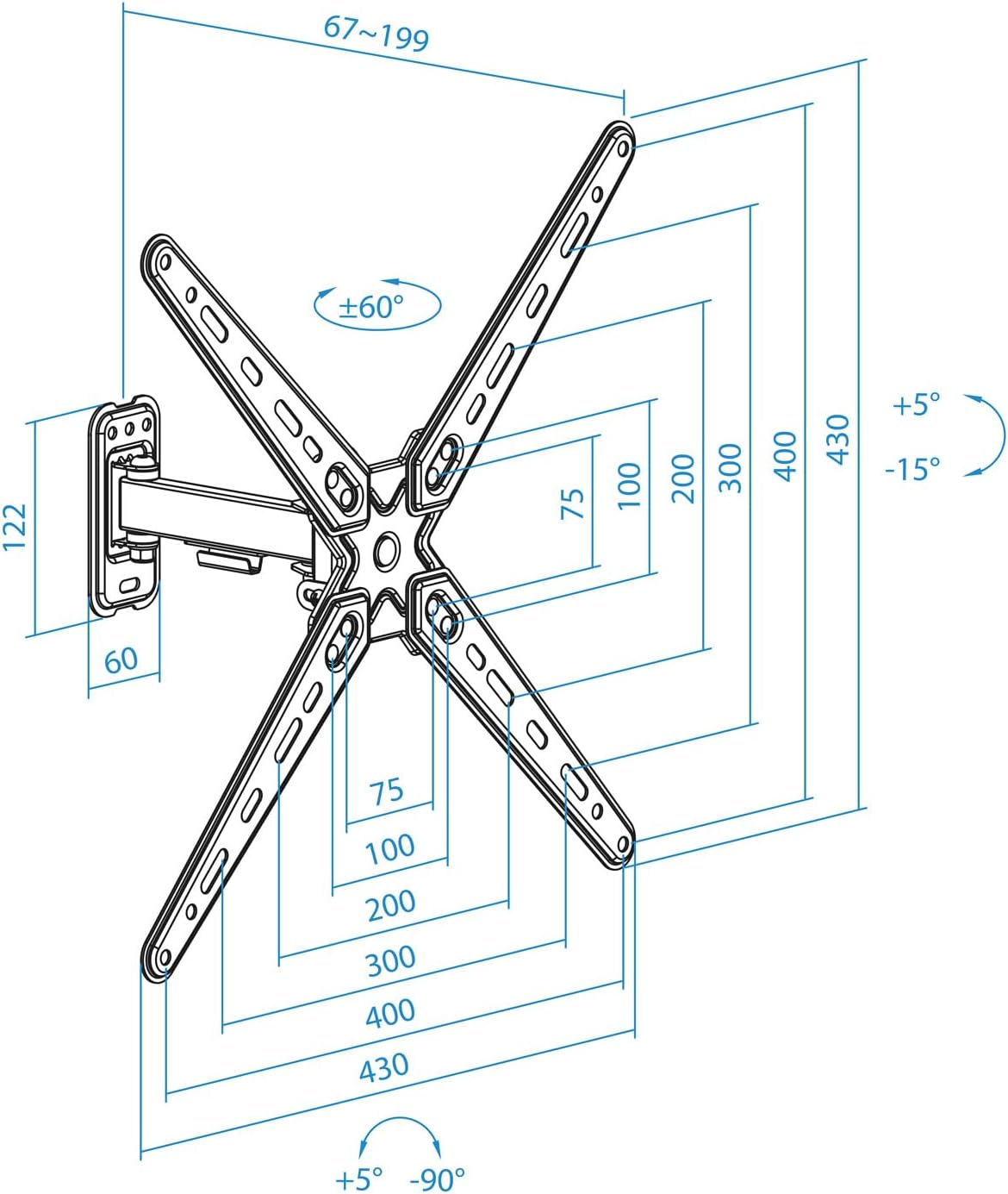 Suporte de Parede Extensível/ Giratório/ Inclinável TooQ LP1355TN-B para TV de 13-55"/ até 25kg - Imagem 8
