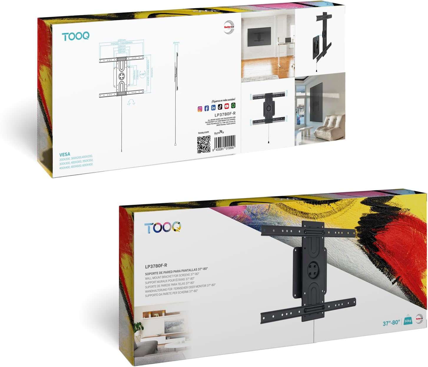 Suporte de Parede Giratório/ Inclinável/ Nivelável TooQ LP3780F-R para TV de 37-80"/ até 50kg - Imagem 9